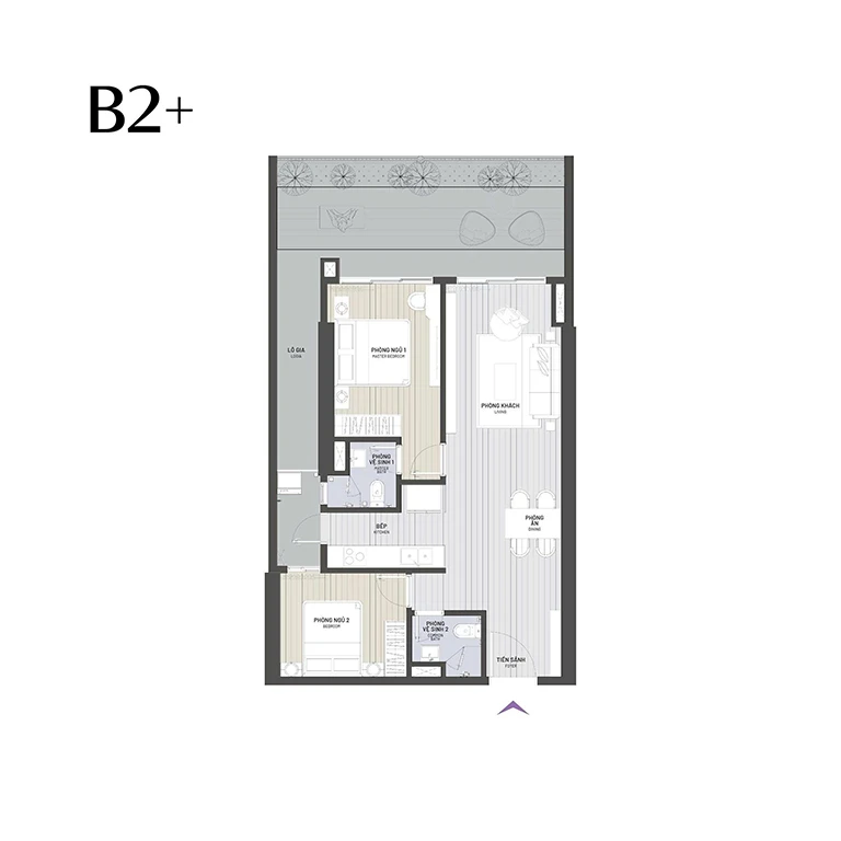 Sân vườn 2 phòng ngủ 100 m2