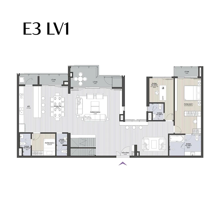 Penthouse 4 phòng ngủ 366 m2 tầng 1