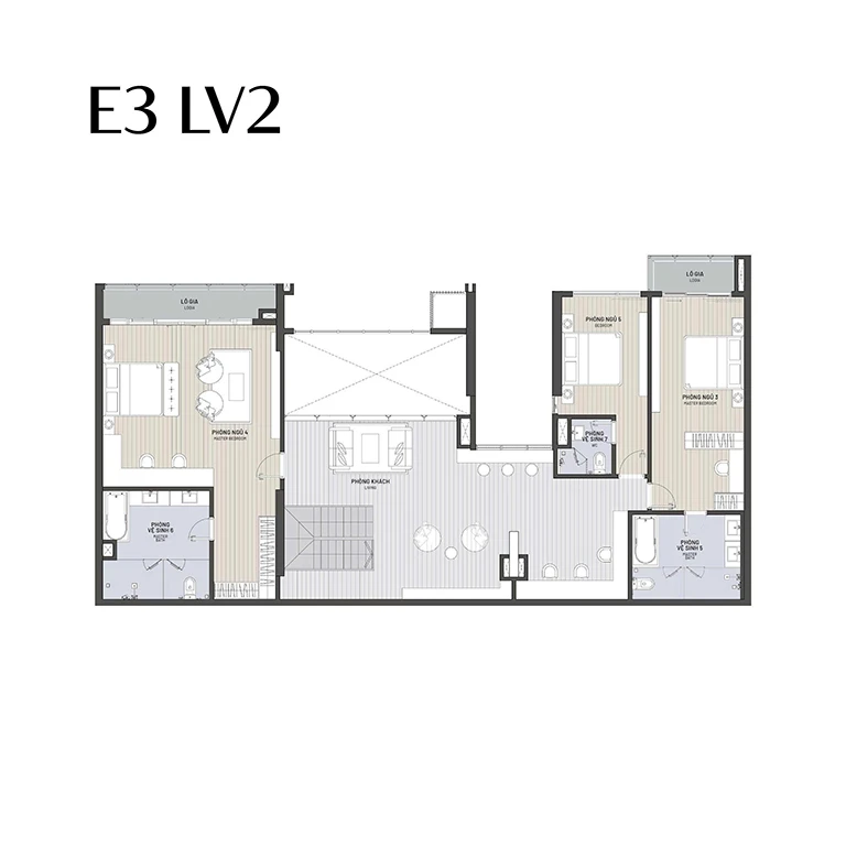 Penthouse 4 phòng ngủ 366 m2 tầng 2